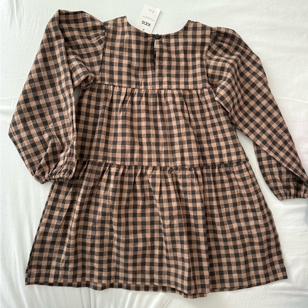 Cotton On Kids Checkered Dress - Black and Tan